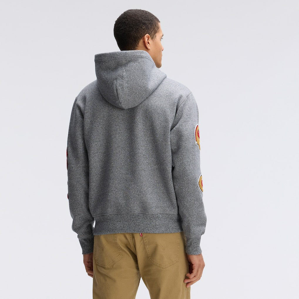 San Francisco 49ers IconicFleece Letterman Hoodie - Athletic Heather Gray Hoodies