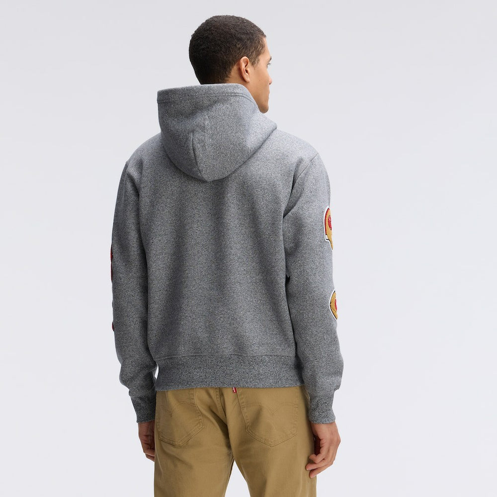 San Francisco 49ers IconicFleece Letterman Hoodie - Athletic Heather Gray Hoodies