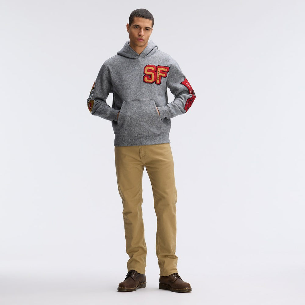 San Francisco 49ers IconicFleece Letterman Hoodie - Athletic Heather Gray Hoodies