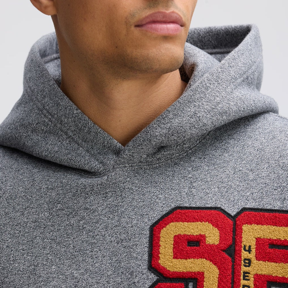 San Francisco 49ers IconicFleece Letterman Hoodie - Athletic Heather Gray Hoodies
