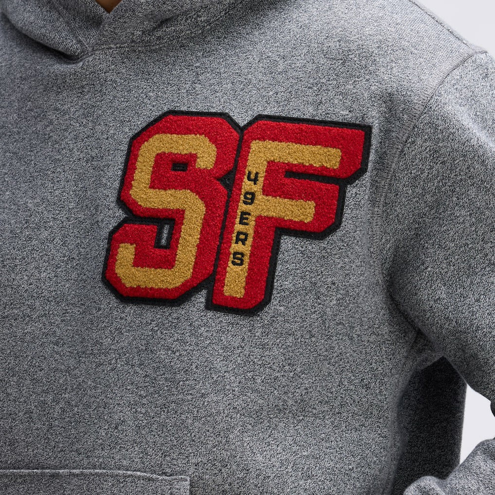 San Francisco 49ers IconicFleece Letterman Hoodie - Athletic Heather Gray Hoodies