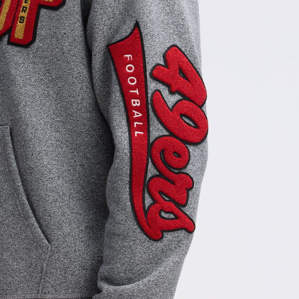 San Francisco 49ers IconicFleece Letterman Hoodie - Athletic Heather Gray Hoodies