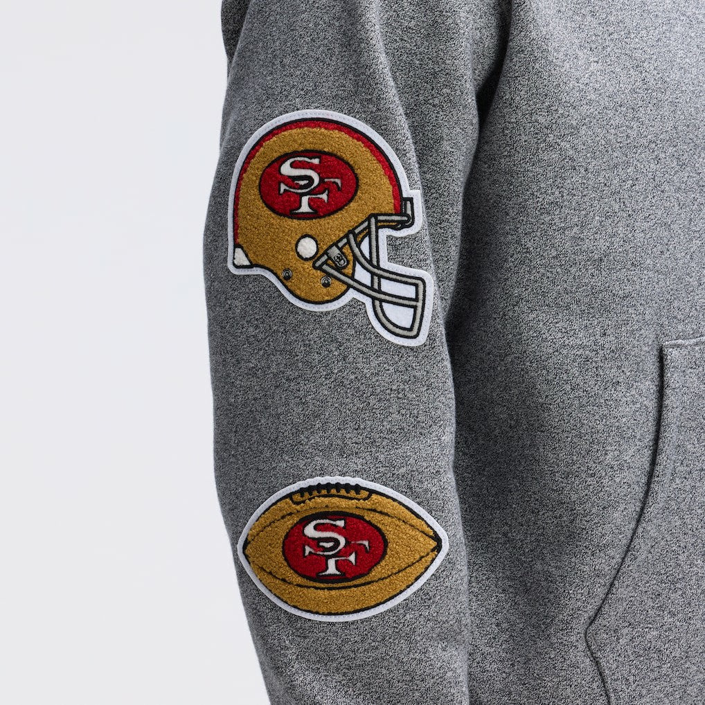 San Francisco 49ers IconicFleece Letterman Hoodie - Athletic Heather Gray Hoodies