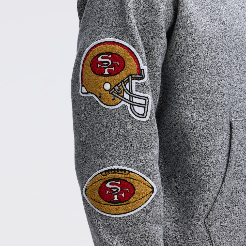 San Francisco 49ers IconicFleece Letterman Hoodie - Athletic Heather Gray Hoodies
