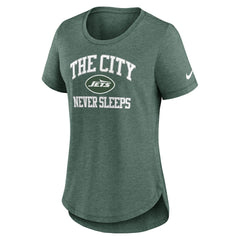 New York Jets Women's The City Never Sleeps Tri-Blend T-Shirt - Heather Green T-shirts
