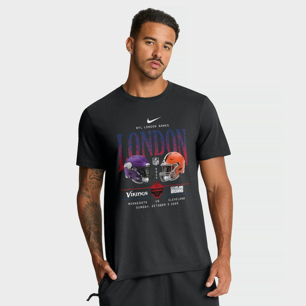 Minnesota Vikings vs. Cleveland Browns International Games London 2025 T-Shirt - Black T-shirts