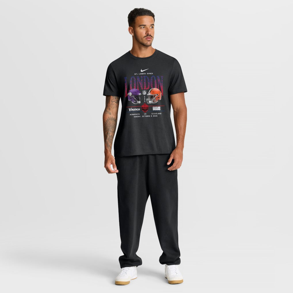 Minnesota Vikings vs. Cleveland Browns International Games London 2025 T-Shirt - Black T-shirts