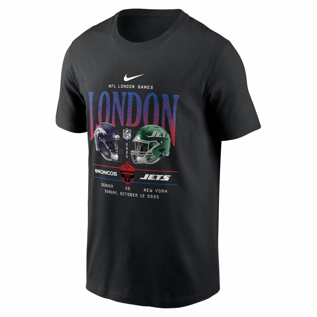 Denver Broncos vs. New York Jets International Games London 2025 T-Shirt - Black T-shirts