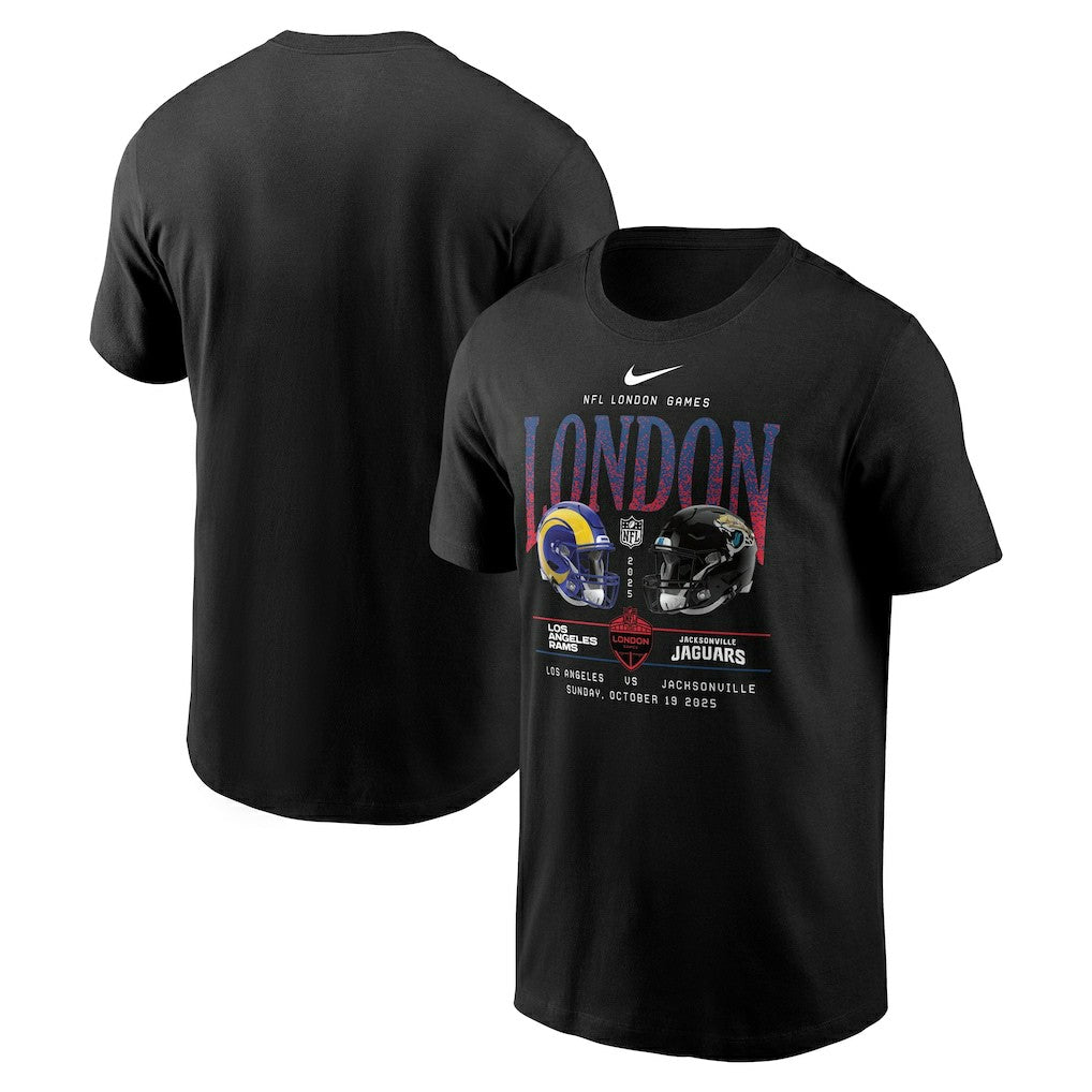 Los Angeles Rams vs. Jacksonville Jaguars International Games London 2025 T-Shirt - Black T-shirts