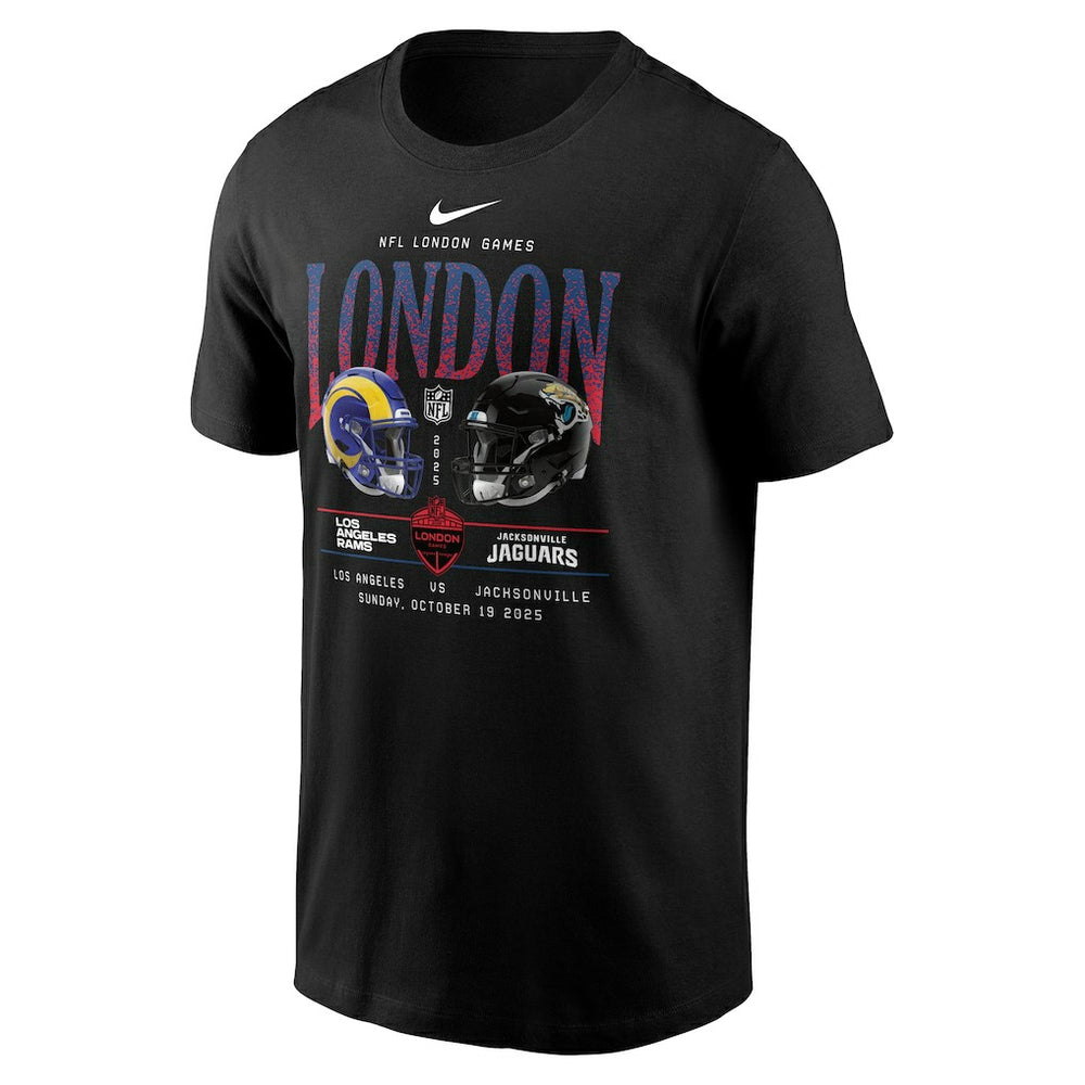 Los Angeles Rams vs. Jacksonville Jaguars International Games London 2025 T-Shirt - Black T-shirts