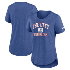 New York Giants Women's The City Never Sleeps Tri-Blend T-Shirt - Heather Blue T-shirts