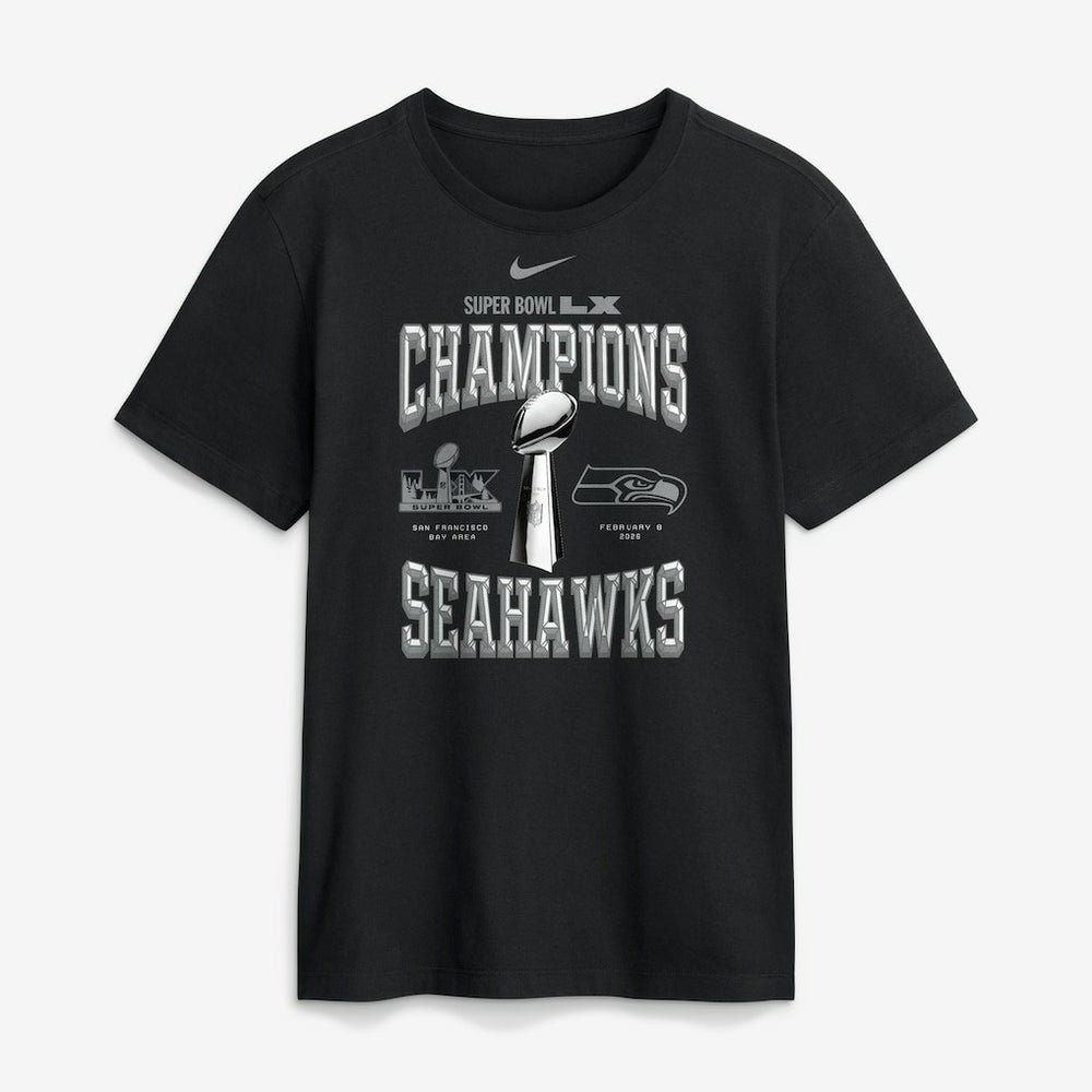 Seattle Seahawks Super Bowl LX Champions Locker Room Trophy Collection Replica T-Shirt - Black T-shirts