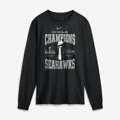 Seattle Seahawks Super Bowl LX Champions Locker Room Trophy Collection Long Sleeve T-Shirt - Black T-shirts