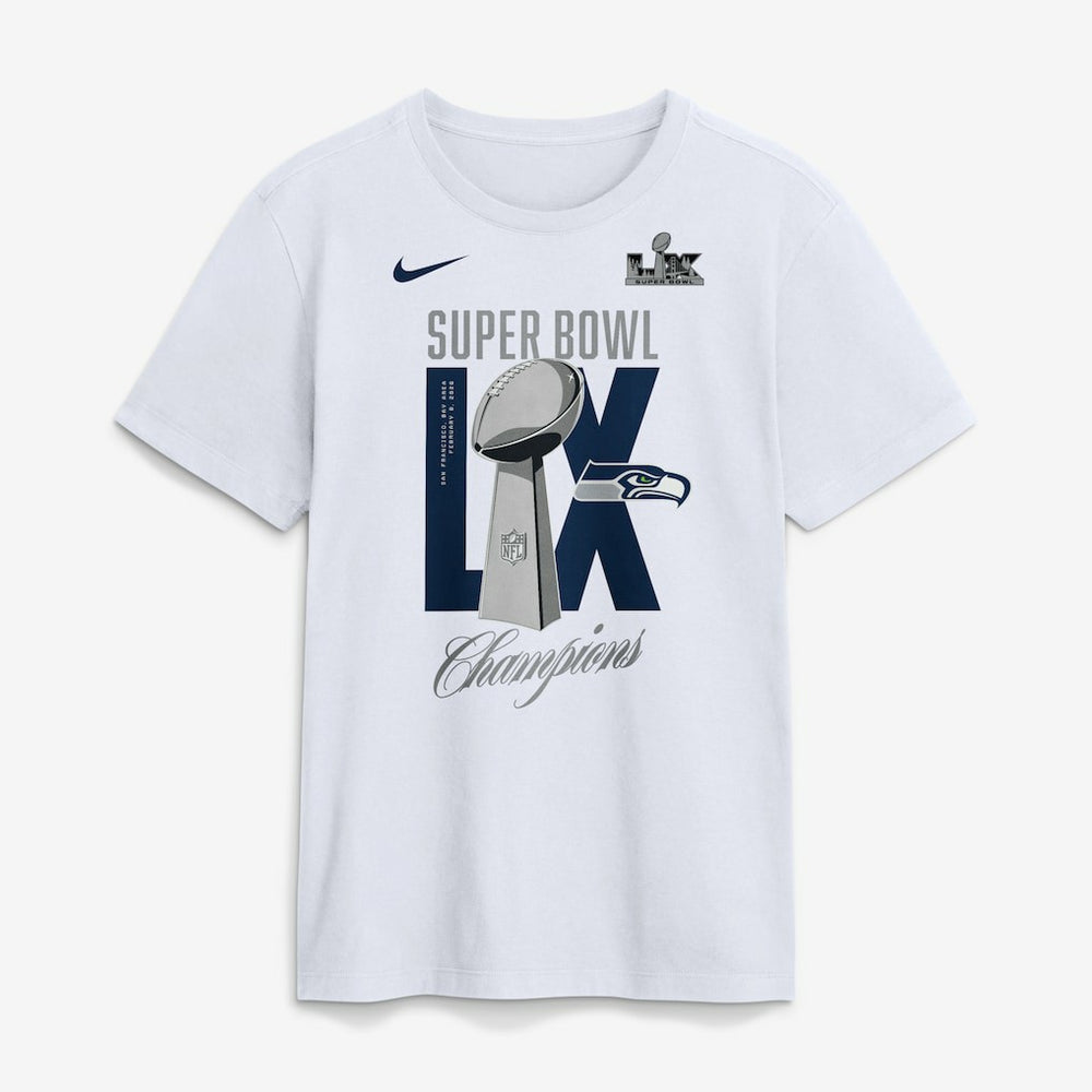 Seattle Seahawks Super Bowl LX Champions Lombardi Trophy T-Shirt - White T-shirts
