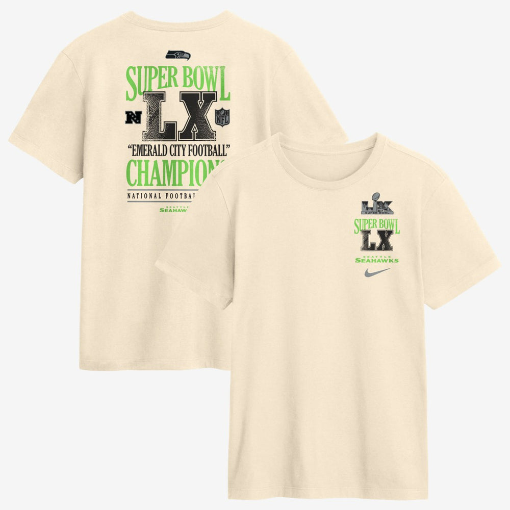 Seattle Seahawks Super Bowl LX Champions Long Ball T-Shirt - Natural T-shirts