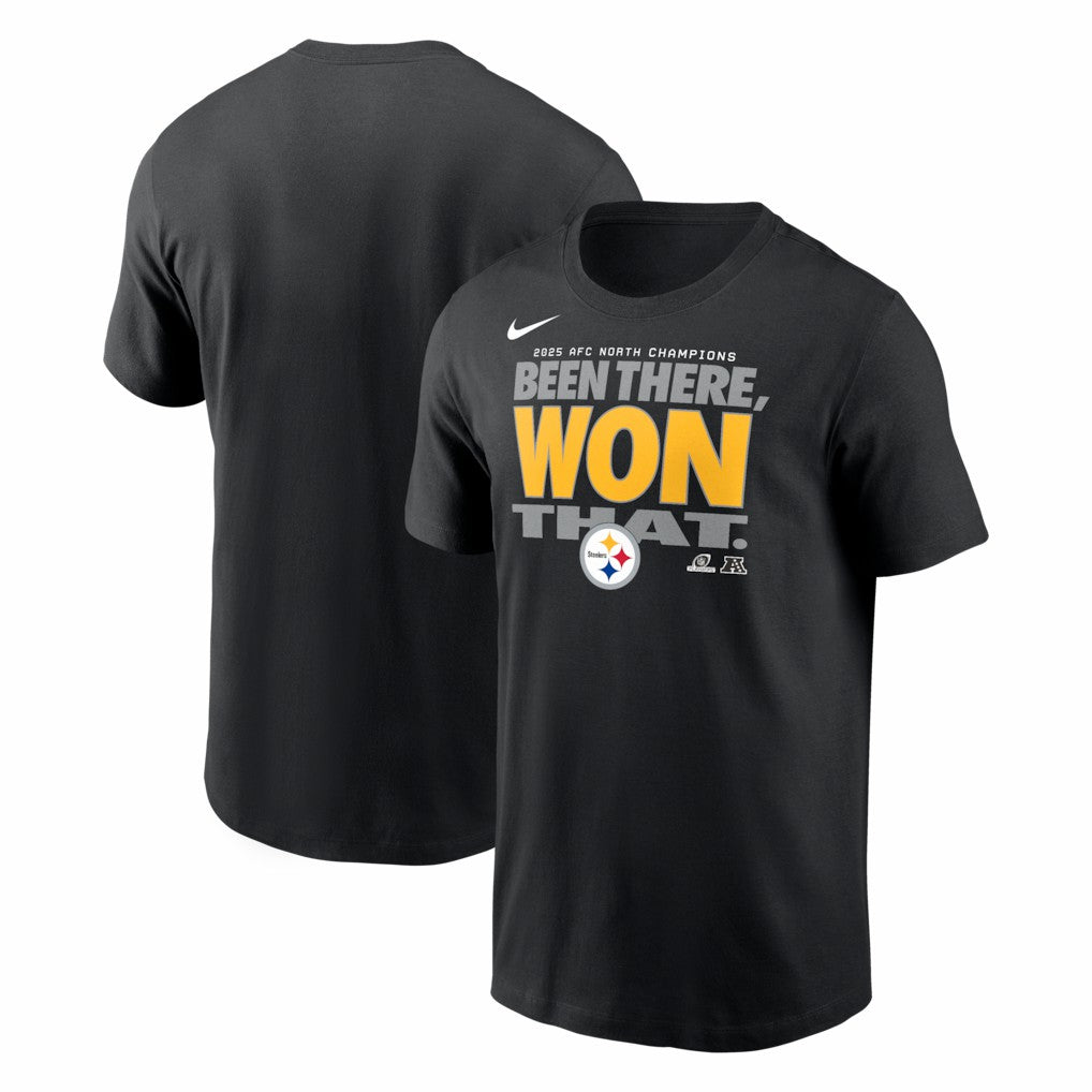 Pittsburgh Steelers 2025 AFC North Division Champions Locker Room Trophy Collection T-Shirt - Black T-shirts