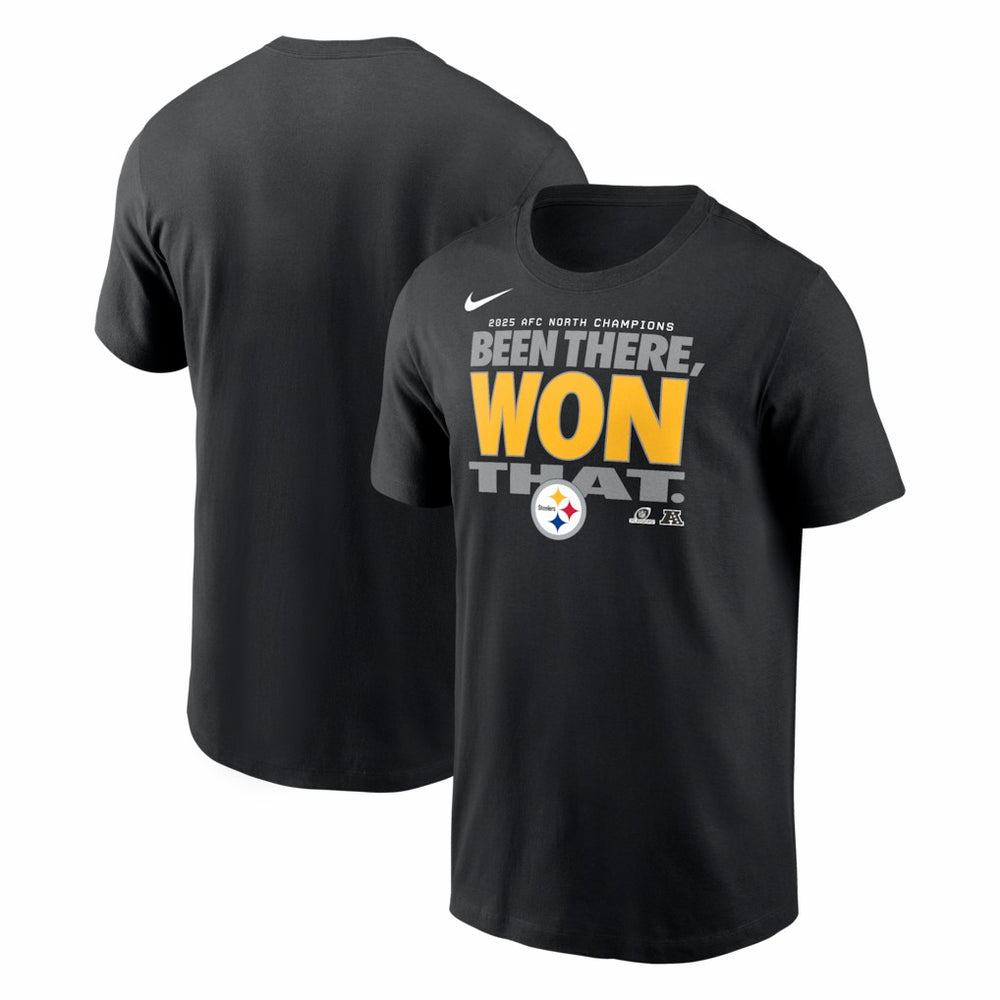 Pittsburgh Steelers 2025 AFC North Division Champions Locker Room Trophy Collection T-Shirt - Black T-shirts