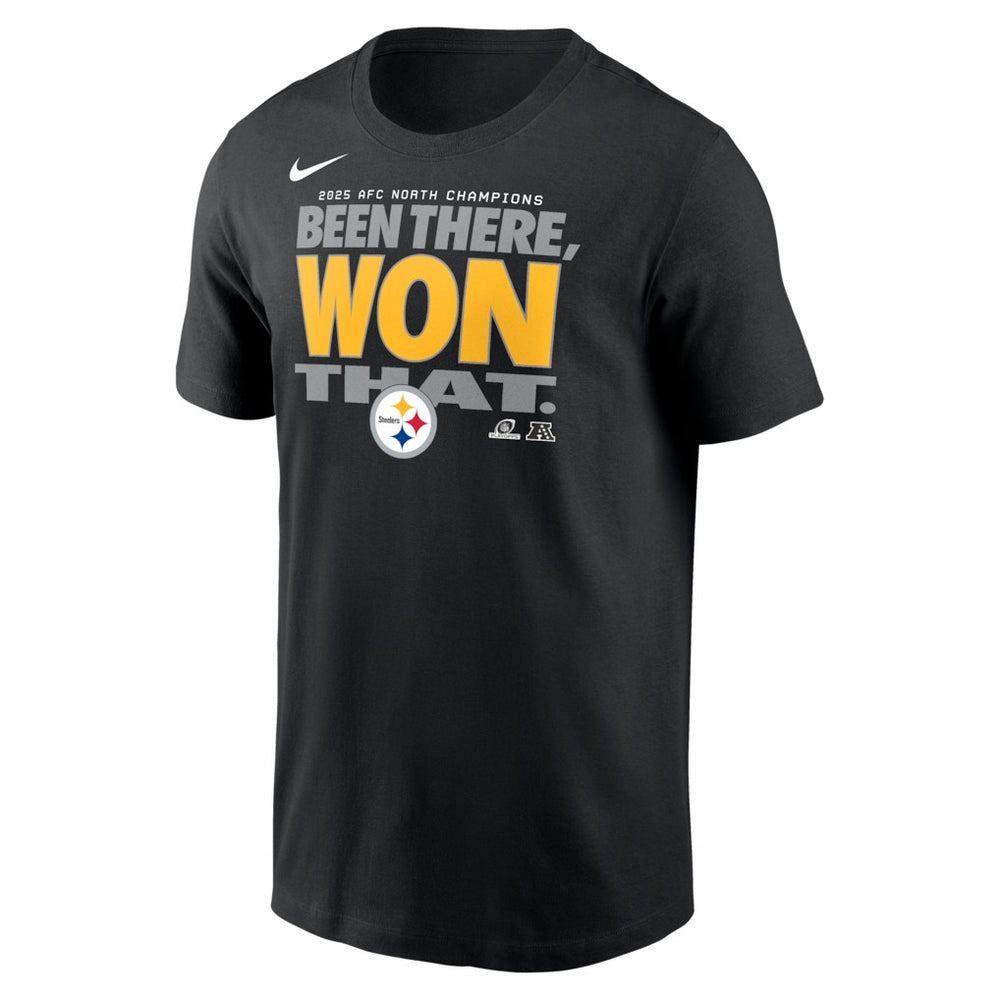 Pittsburgh Steelers 2025 AFC North Division Champions Locker Room Trophy Collection T-Shirt - Black T-shirts