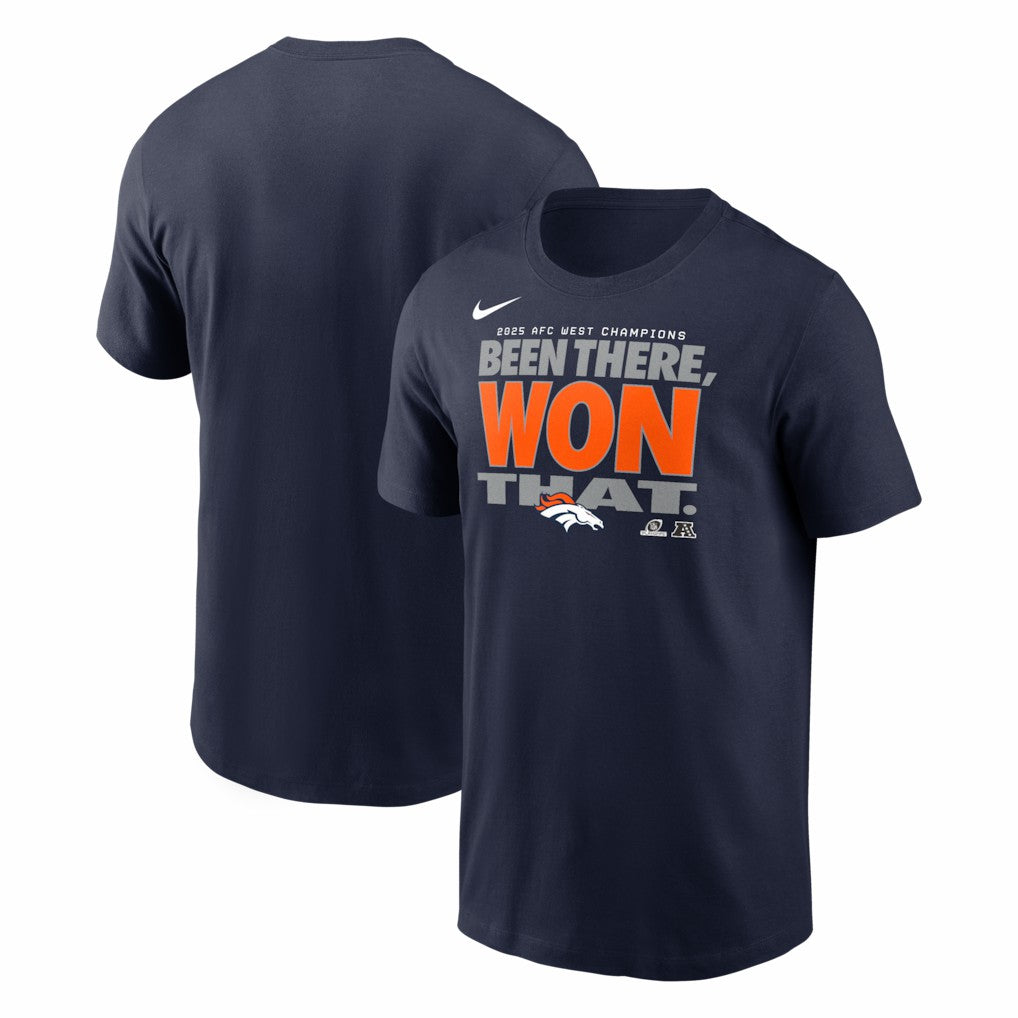 Denver Broncos 2025 AFC West Division Champions Locker Room Trophy Collection T-Shirt - Navy T-shirts