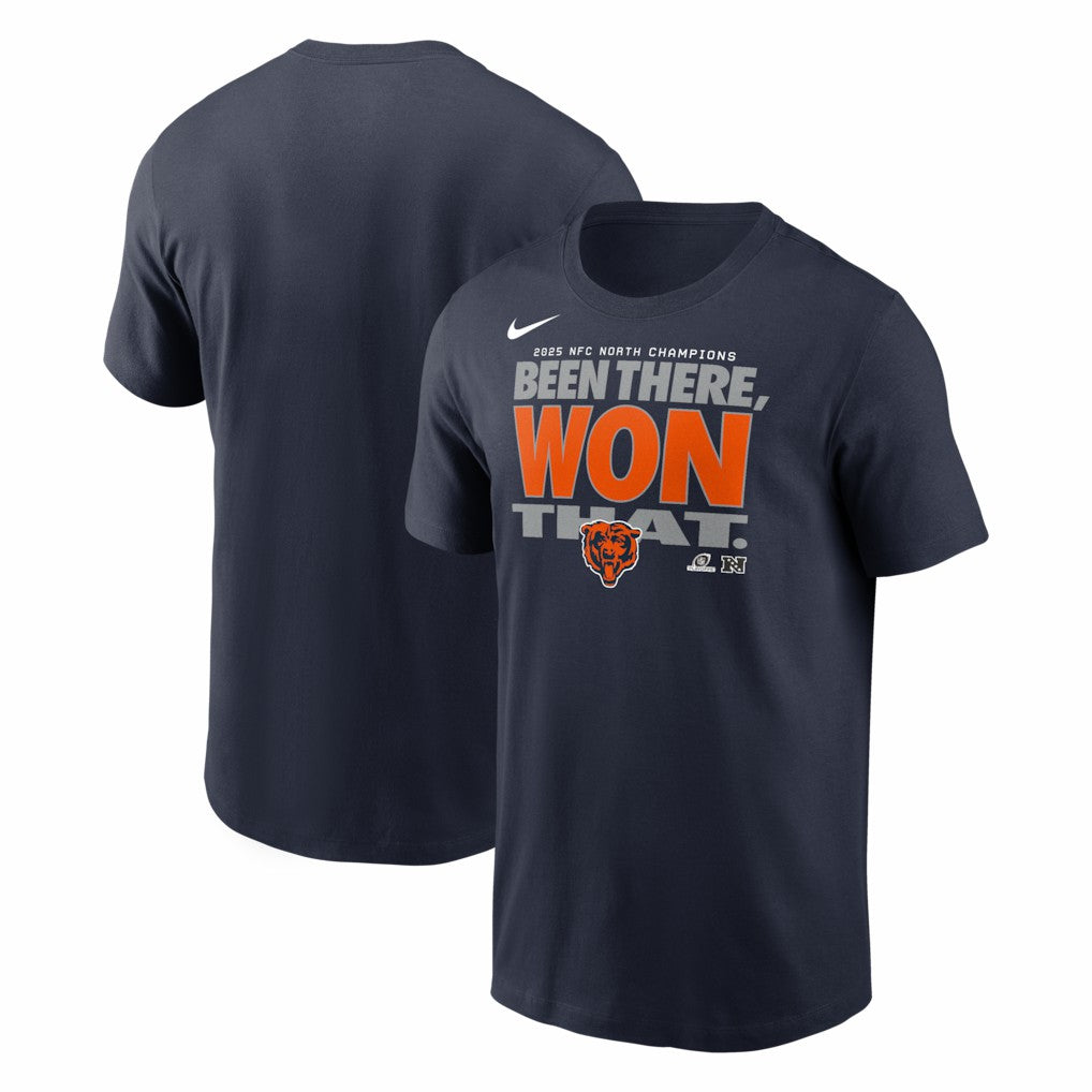 Chicago Bears 2025 NFC North Division Champions Locker Room Trophy Collection T-Shirt - Navy T-shirts