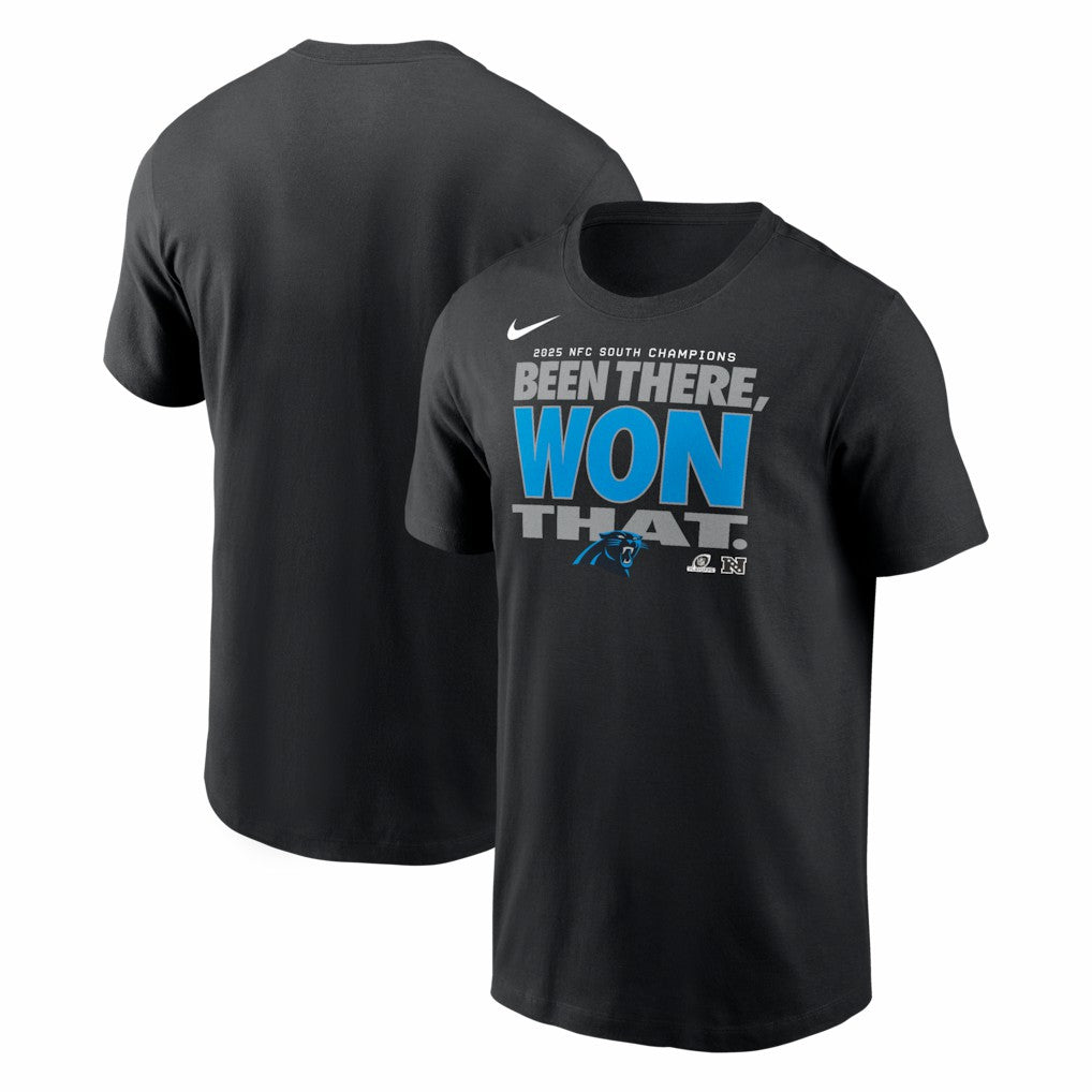 Carolina Panthers 2025 NFC South Division Champions Locker Room Trophy Collection T-Shirt - Black T-shirts