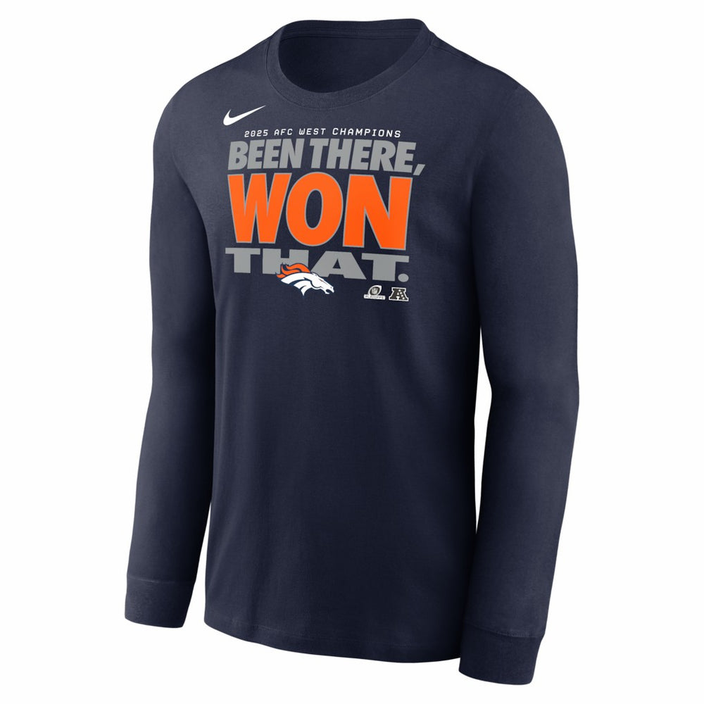 Denver Broncos 2025 AFC West Division Champions Locker Room Trophy Collection Long Sleeve T-Shirt - Navy T-shirts
