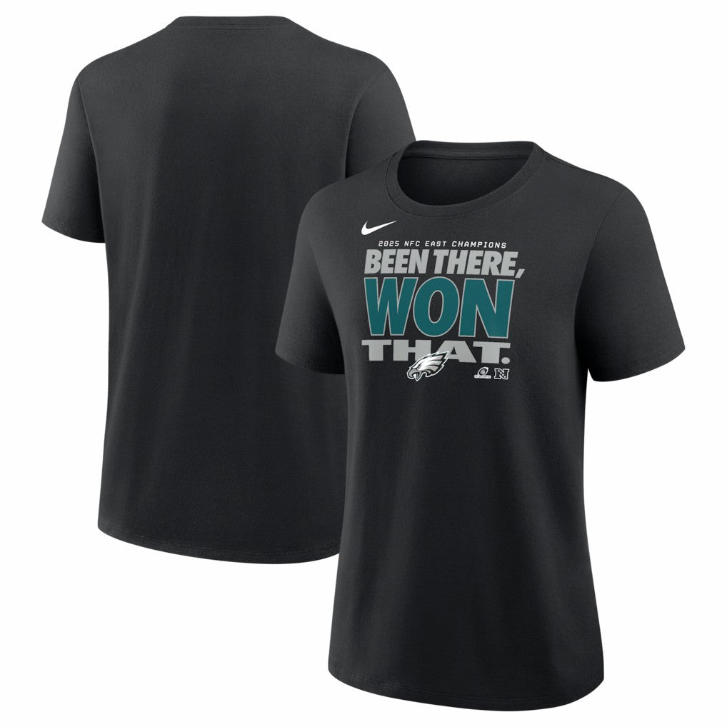 Philadelphia Eagles Women's 2025 NFC East Division Champions Locker Room Trophy Collection T-Shirt - Black T-shirts