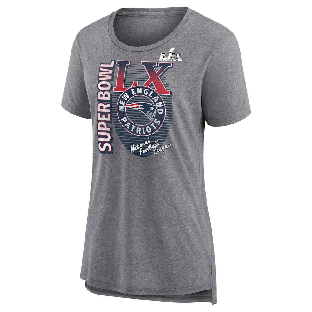 New England Patriots Women's Super Bowl LX Retro Tri-Blend T-Shirt - Heather Gray T-shirts