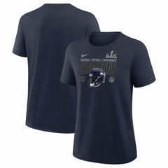 Seattle Seahawks Women's 2025 NFC Champions Helmet T-Shirt - College Navy T-shirts
