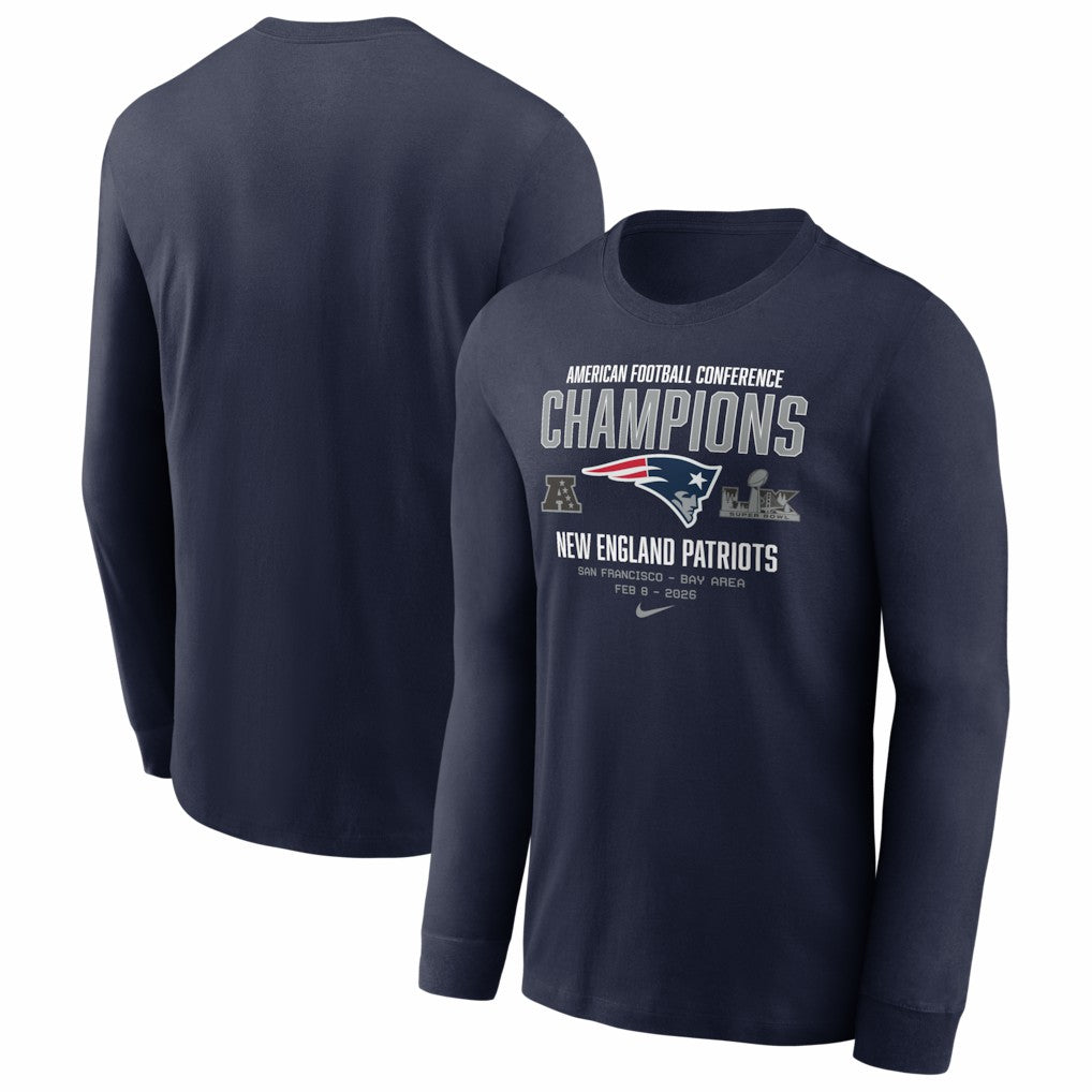 New England Patriots 2025 AFC Champions Team Nation Long Sleeve T-Shirt - Navy T-shirts