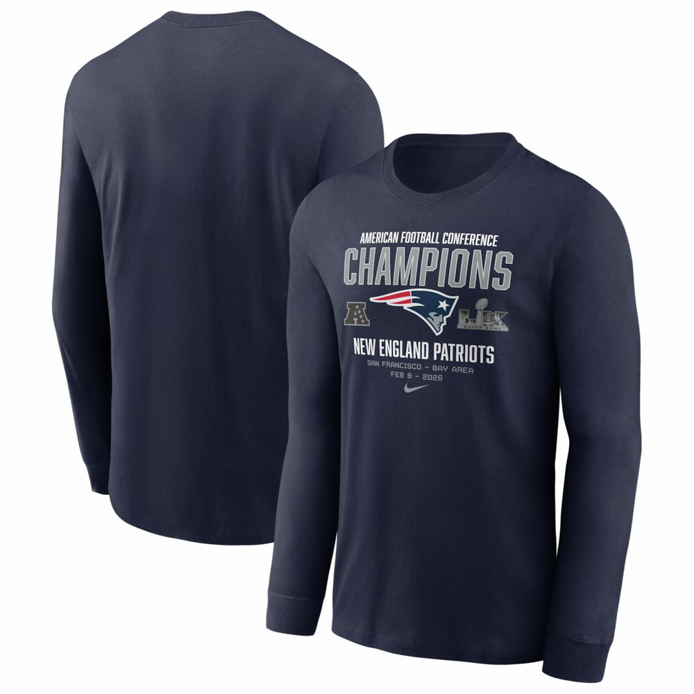 New England Patriots 2025 AFC Champions Team Nation Long Sleeve T-Shirt - Navy T-shirts