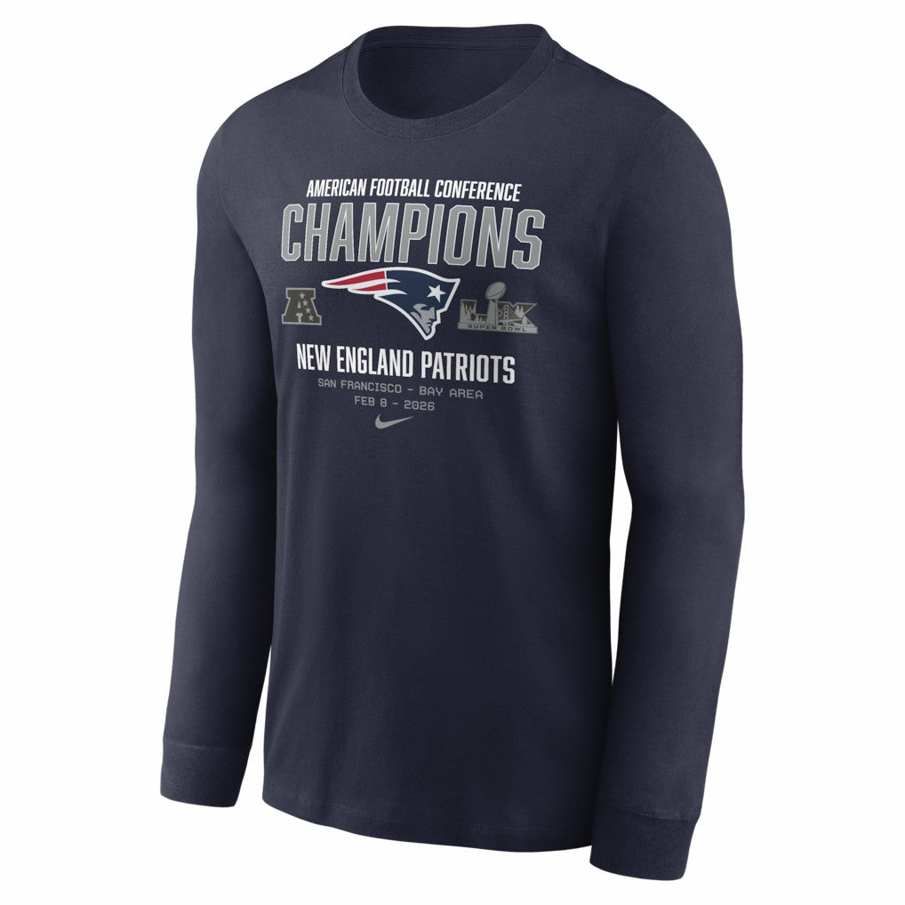 New England Patriots 2025 AFC Champions Team Nation Long Sleeve T-Shirt - Navy T-shirts