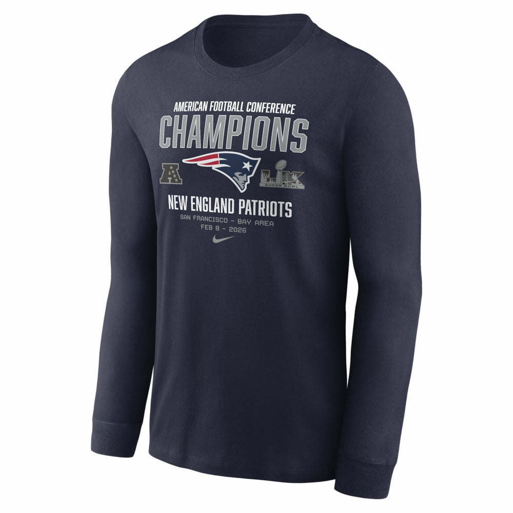 New England Patriots 2025 AFC Champions Team Nation Long Sleeve T-Shirt - Navy T-shirts