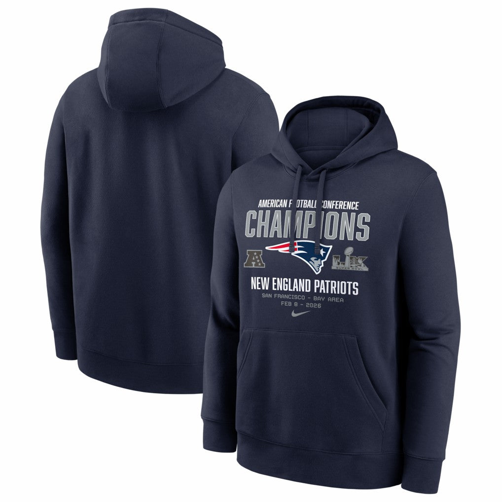 New England Patriots 2025 AFC Champions Team Nation Hoodie - Navy Hoodies