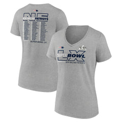 New England Patriots Women's Super Bowl LX Roster V-Neck T-Shirt - Heather Gray T-shirts