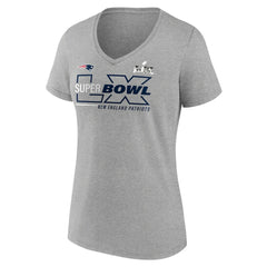 New England Patriots Women's Super Bowl LX Roster V-Neck T-Shirt - Heather Gray T-shirts