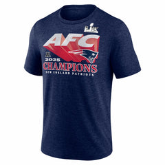 New England Patriots 2025 AFC Champions Quick Pass Tri-Blend T-Shirt - Heather Navy T-shirts