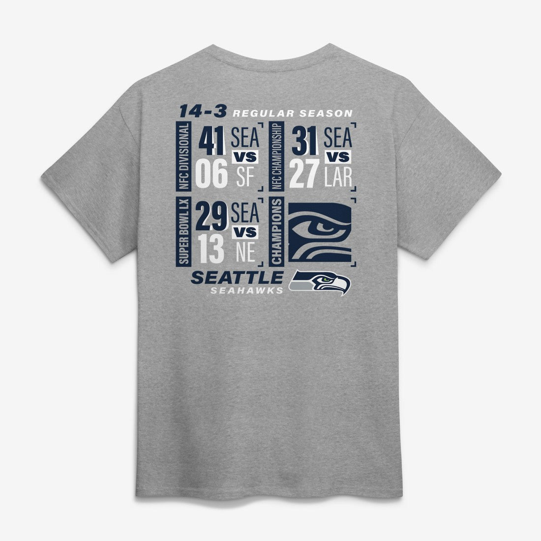 Seattle Seahawks Super Bowl LX Champions Counting Points Score T-Shirt - Steel T-shirts