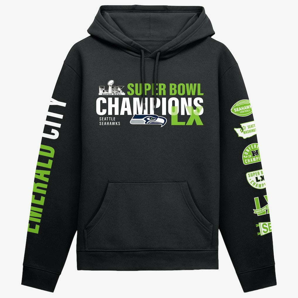 Seattle Seahawks Super Bowl LX Champions Four-Piece Hoodie - Black Hoodies
