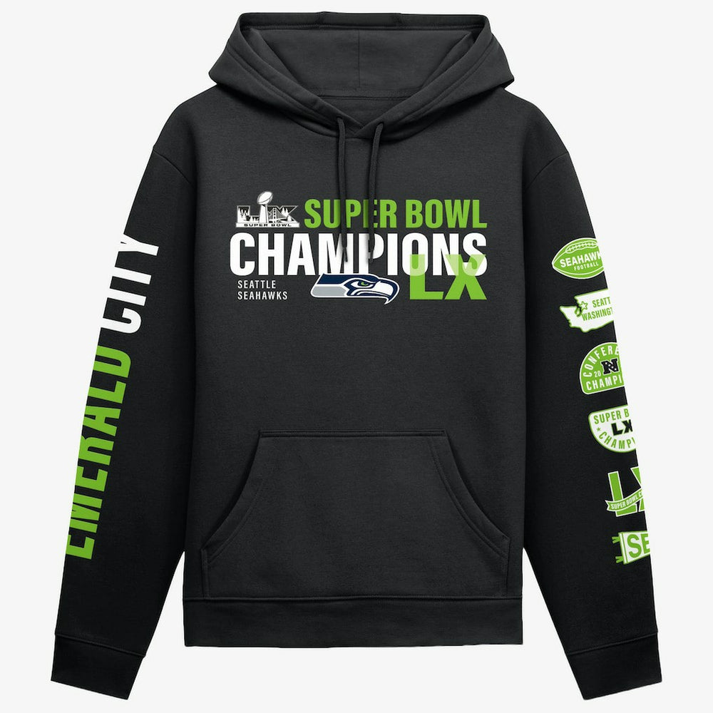 Seattle Seahawks Super Bowl LX Champions Four-Piece Hoodie - Black Hoodies