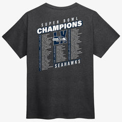 Seattle Seahawks Super Bowl LX Champions Best Teammates Roster T-Shirt - Heather Charcoal T-shirts