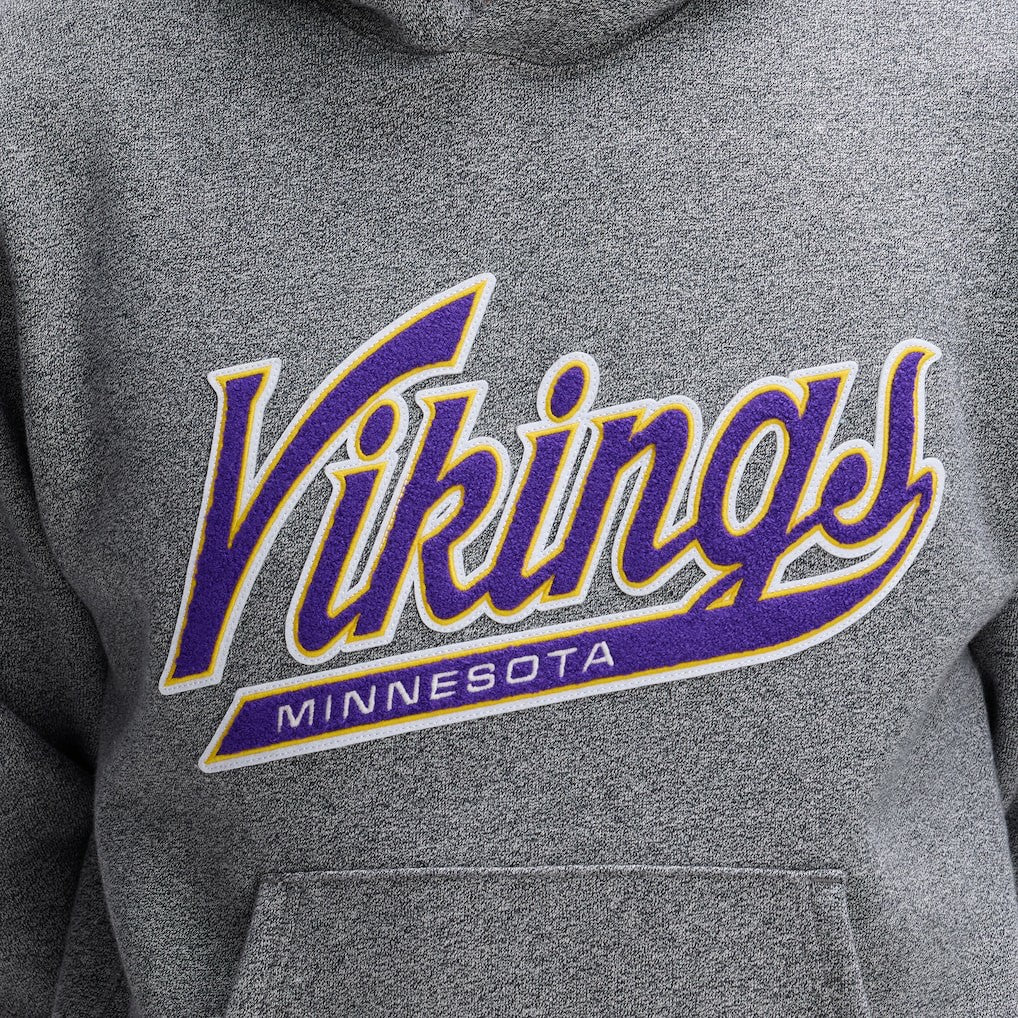 Minnesota Vikings IconicFleece Tipped Hoodie - Athletic Heather Gray Hoodies