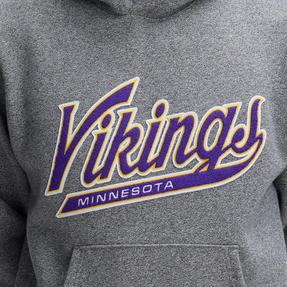 Minnesota Vikings IconicFleece Tipped Hoodie - Athletic Heather Gray Hoodies