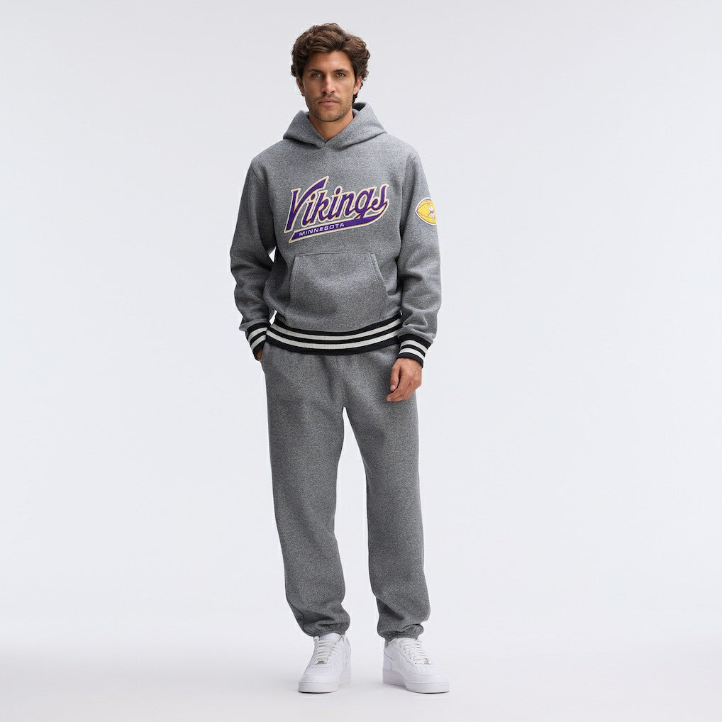 Minnesota Vikings IconicFleece Tipped Hoodie - Athletic Heather Gray Hoodies
