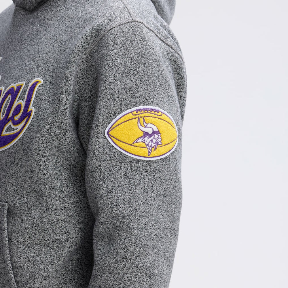 Minnesota Vikings IconicFleece Tipped Hoodie - Athletic Heather Gray Hoodies