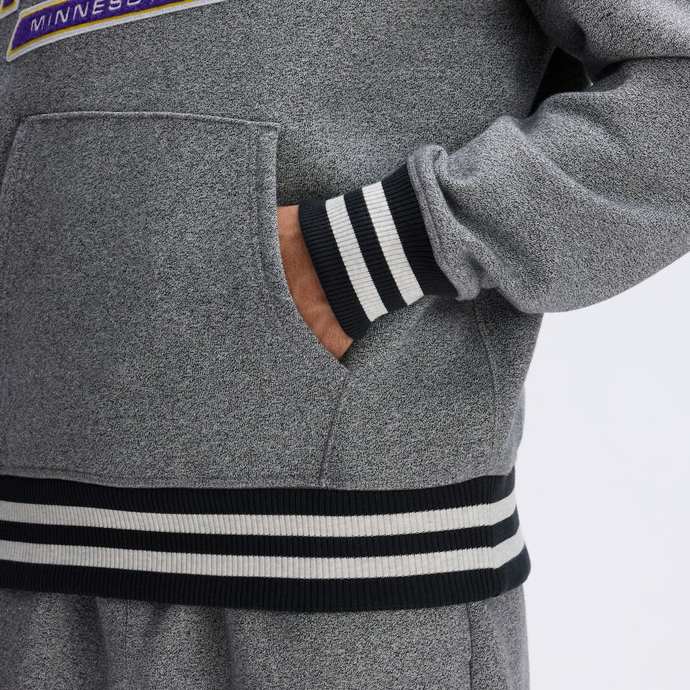 Minnesota Vikings IconicFleece Tipped Hoodie - Athletic Heather Gray Hoodies
