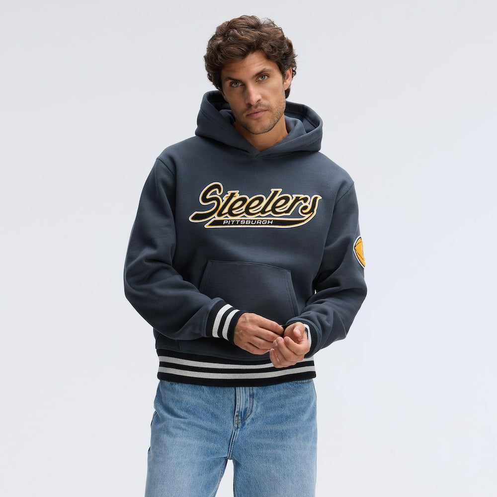 Pittsburgh Steelers IconicFleece Tipped Hoodie - Charcoal Hoodies