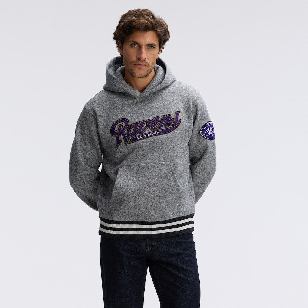 Baltimore Ravens IconicFleece Tipped Hoodie - Athletic Heather Gray Hoodies