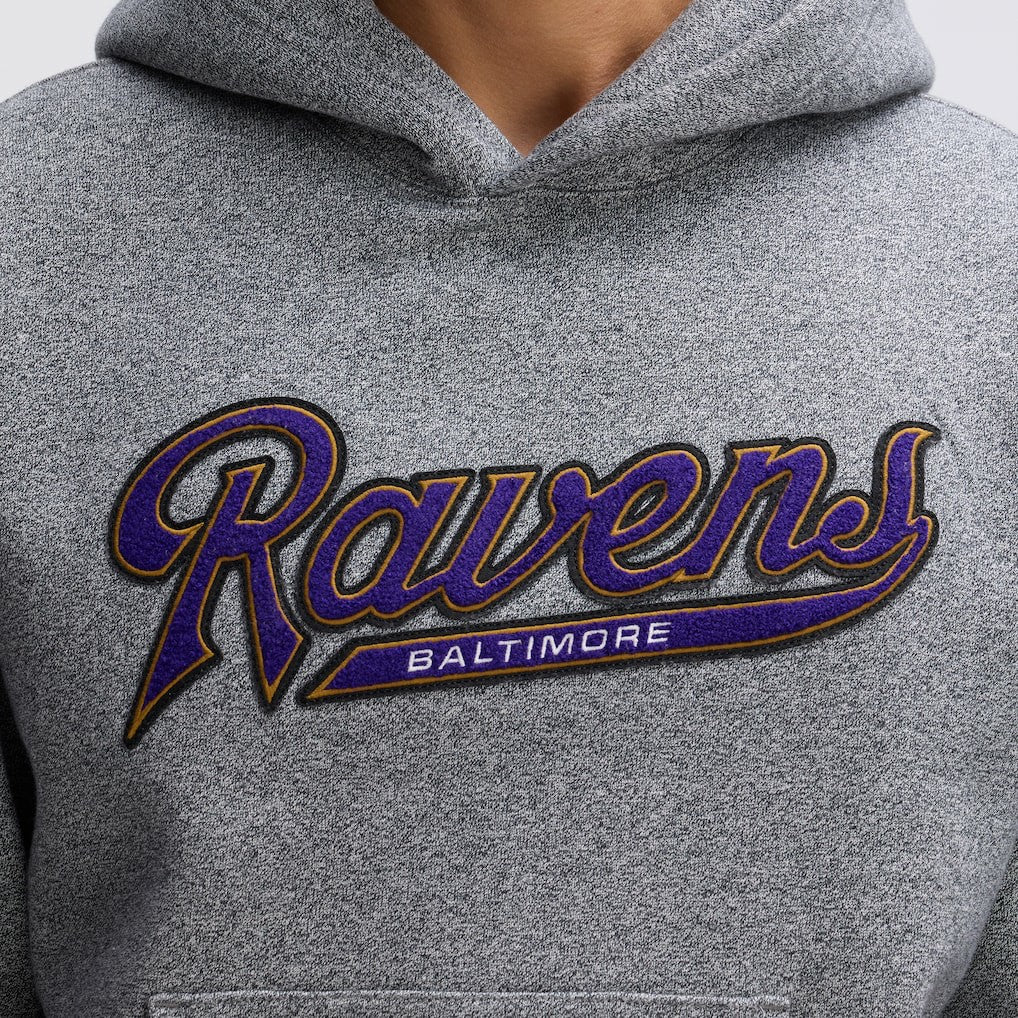 Baltimore Ravens IconicFleece Tipped Hoodie - Athletic Heather Gray Hoodies