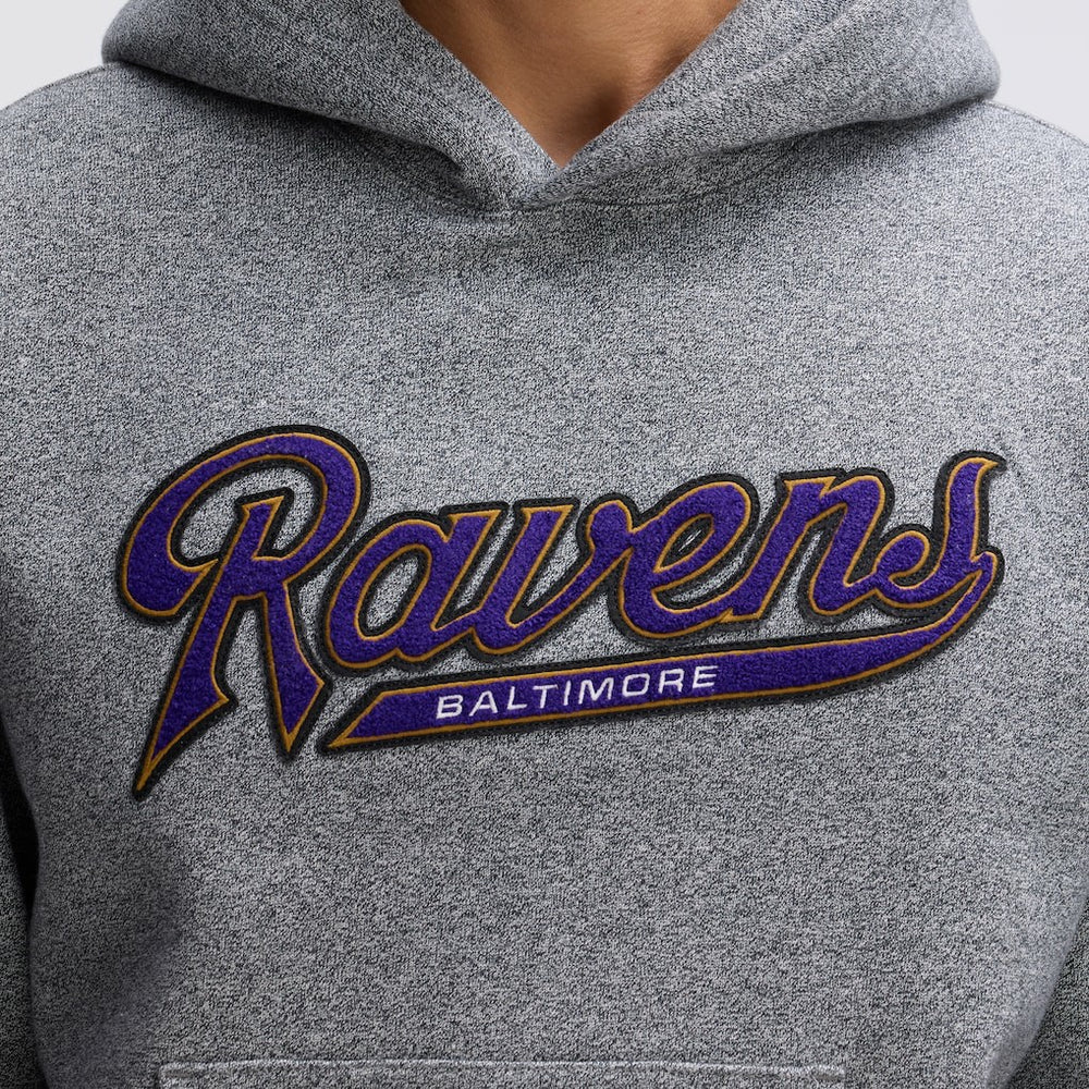 Baltimore Ravens IconicFleece Tipped Hoodie - Athletic Heather Gray Hoodies